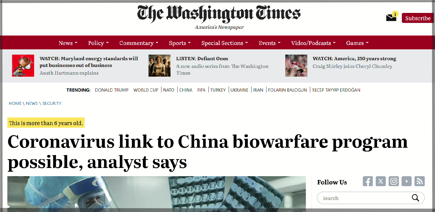 The Washington Times, 26. tammikuuta 2020.